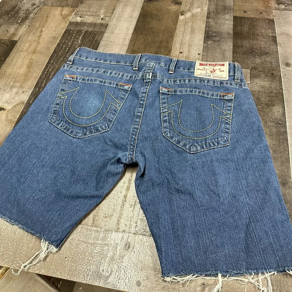 True‎ Religion Jeans Logan Blue Men's short Size 38 - 38x10 Cut Off